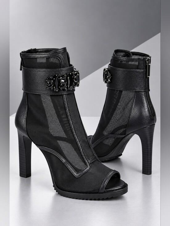 Karl Lagerfeld Shoes - Karl Lagerfeld Black Sheer Mesh Jeweled Peep-Toe Stiletto Shoes Women Size 11
